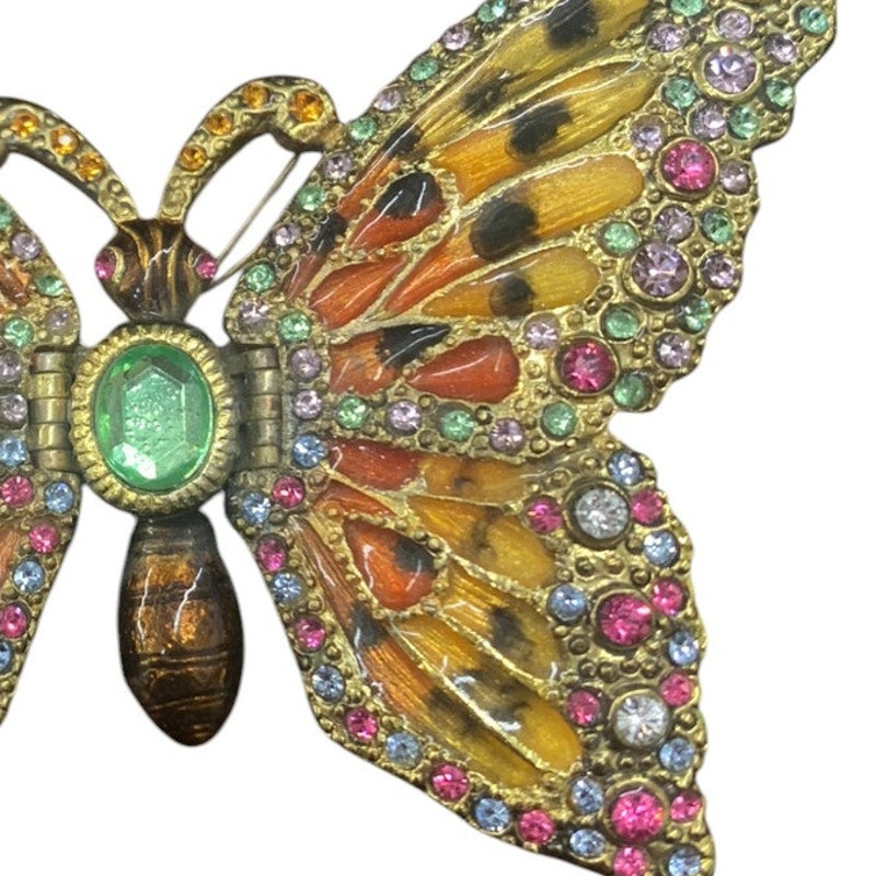 Fitz & Floyd Jeweled Butterfly Box-Ruby Enamel Trinket Box