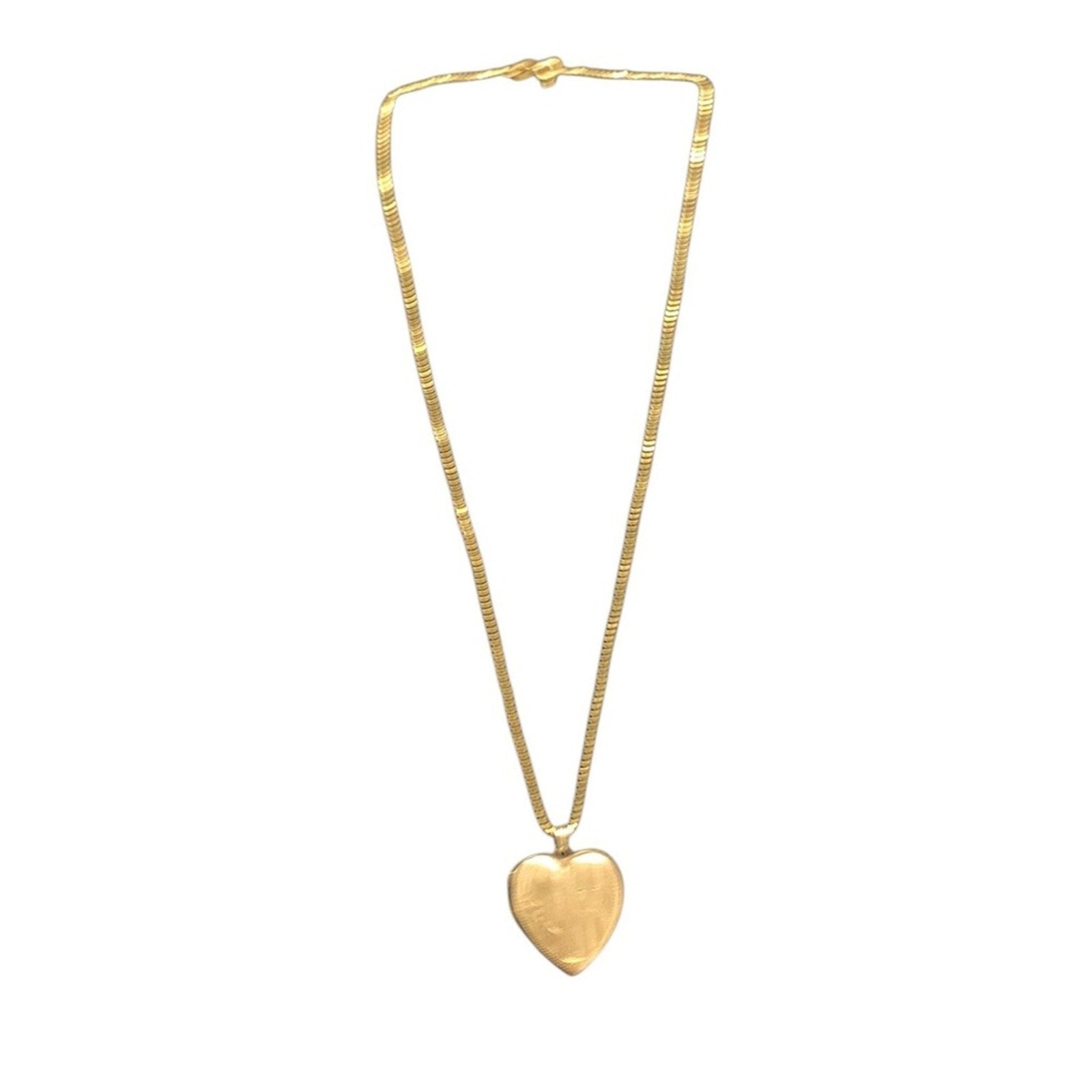 10K Gold Heart Locket with 18k Necklace Snake Chain Pendant