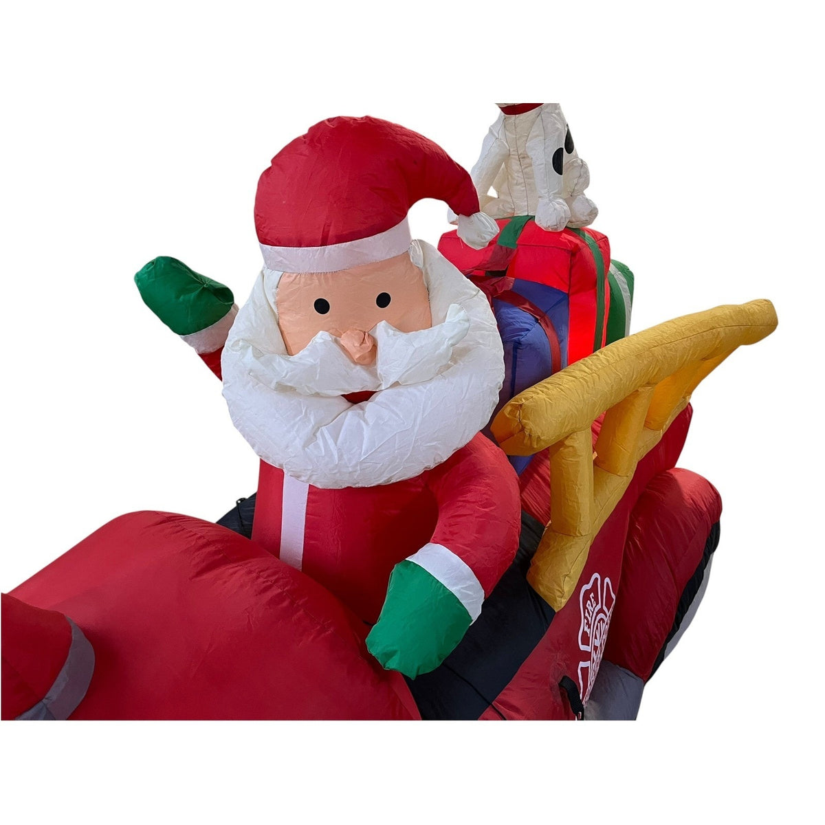 Gemmy 6' Santa Fire Truck Dalmatian Dog Christmas Inflatable Yard Decor