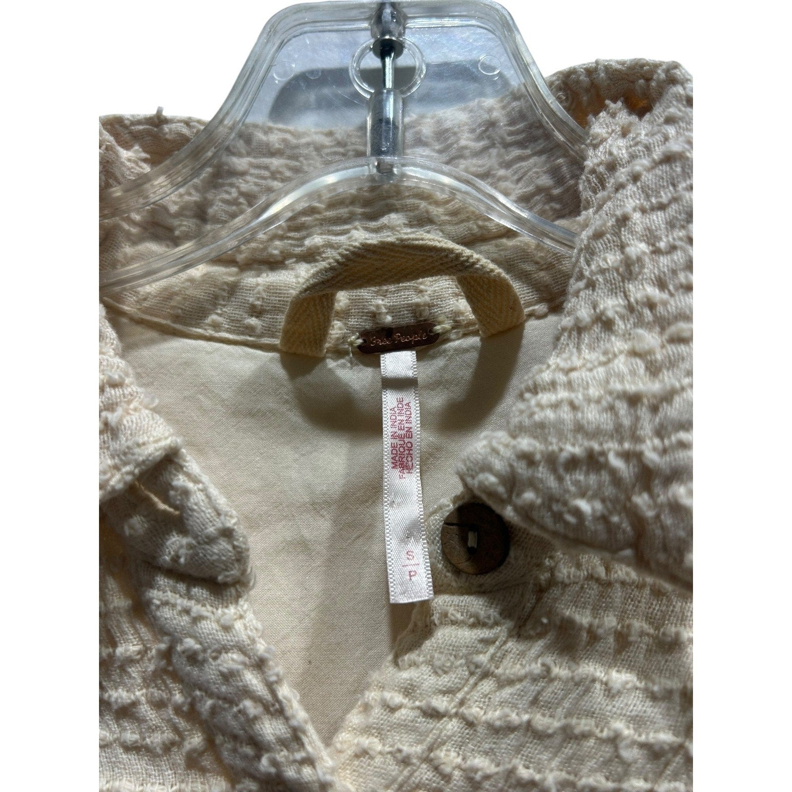 Free People Hop Aboard One-Piece Cream Textured Waffle Knit romper S boho lounge