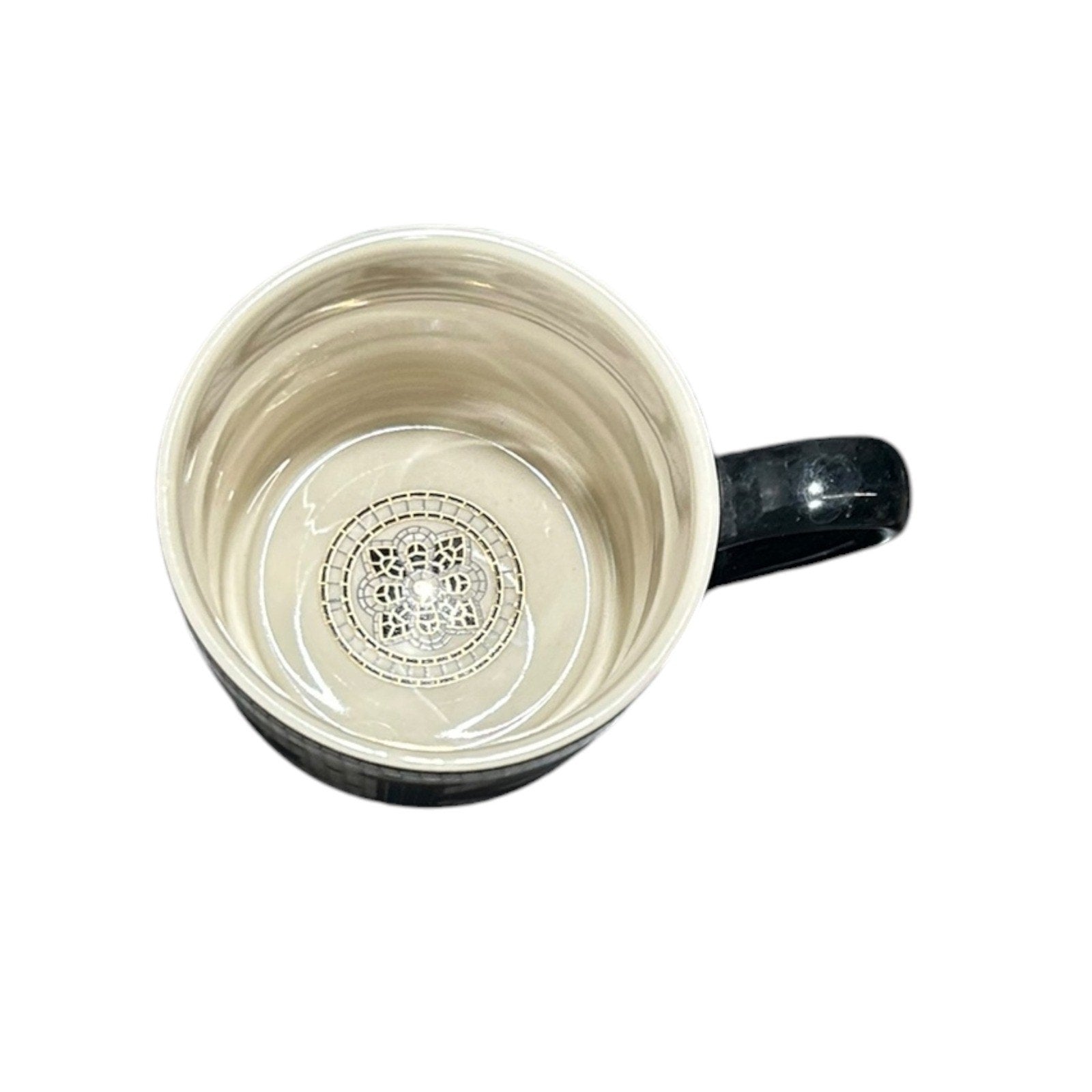 Anthropologie Monogram Letter ' K ' Black Gold Honeycomb Mosaic Tile Coffee Mug