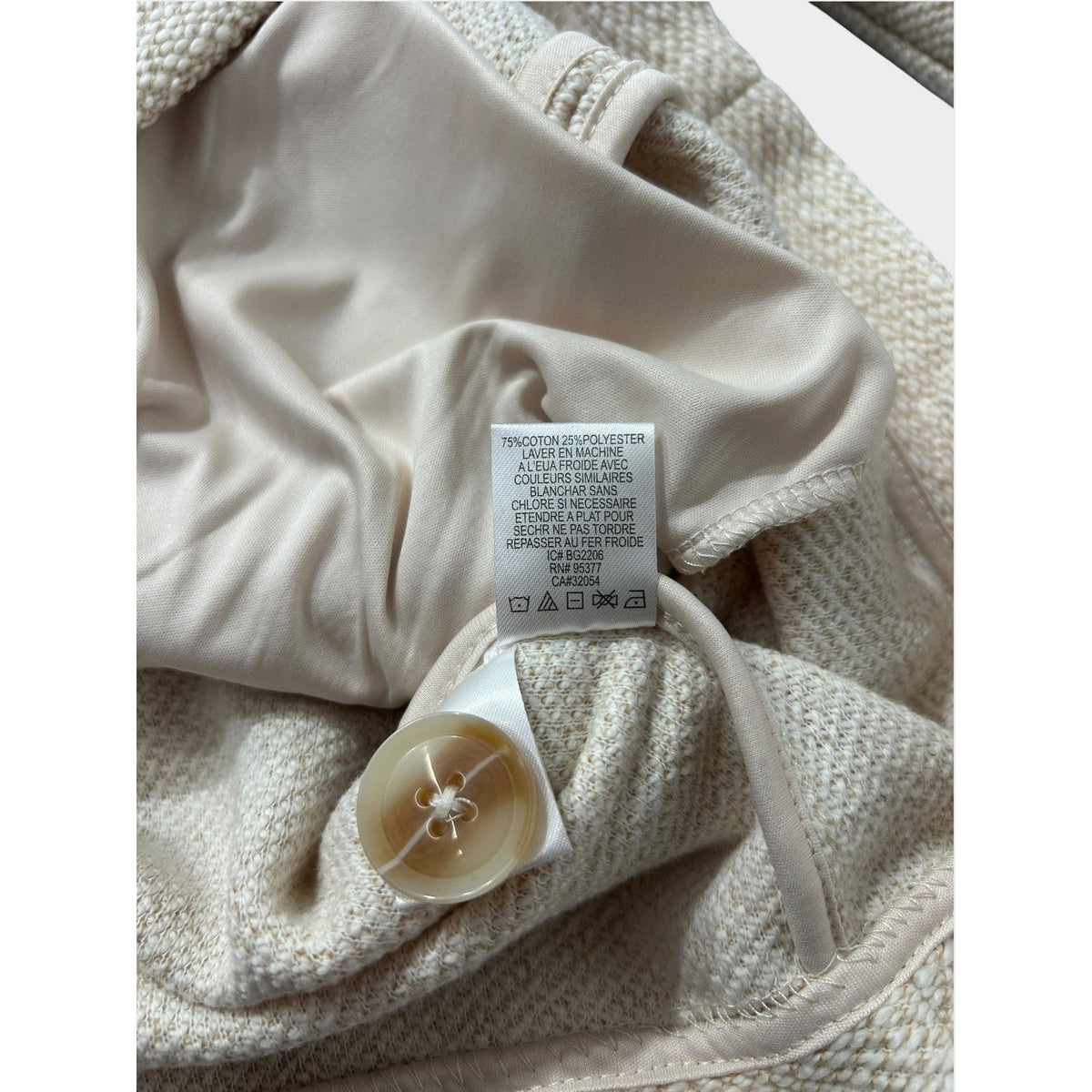 Sanctuary x Anthropologie Cream Textured Single Button Blazer Jacket Size L