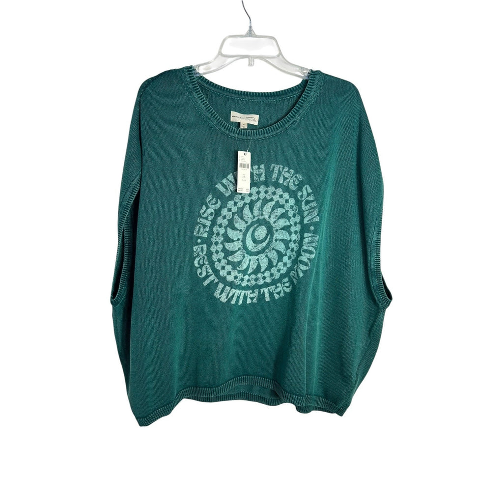 Pilcro Anthro Rise with the Sun moon Graphic Knit Muscle Tee 3X NEW 100% cotton