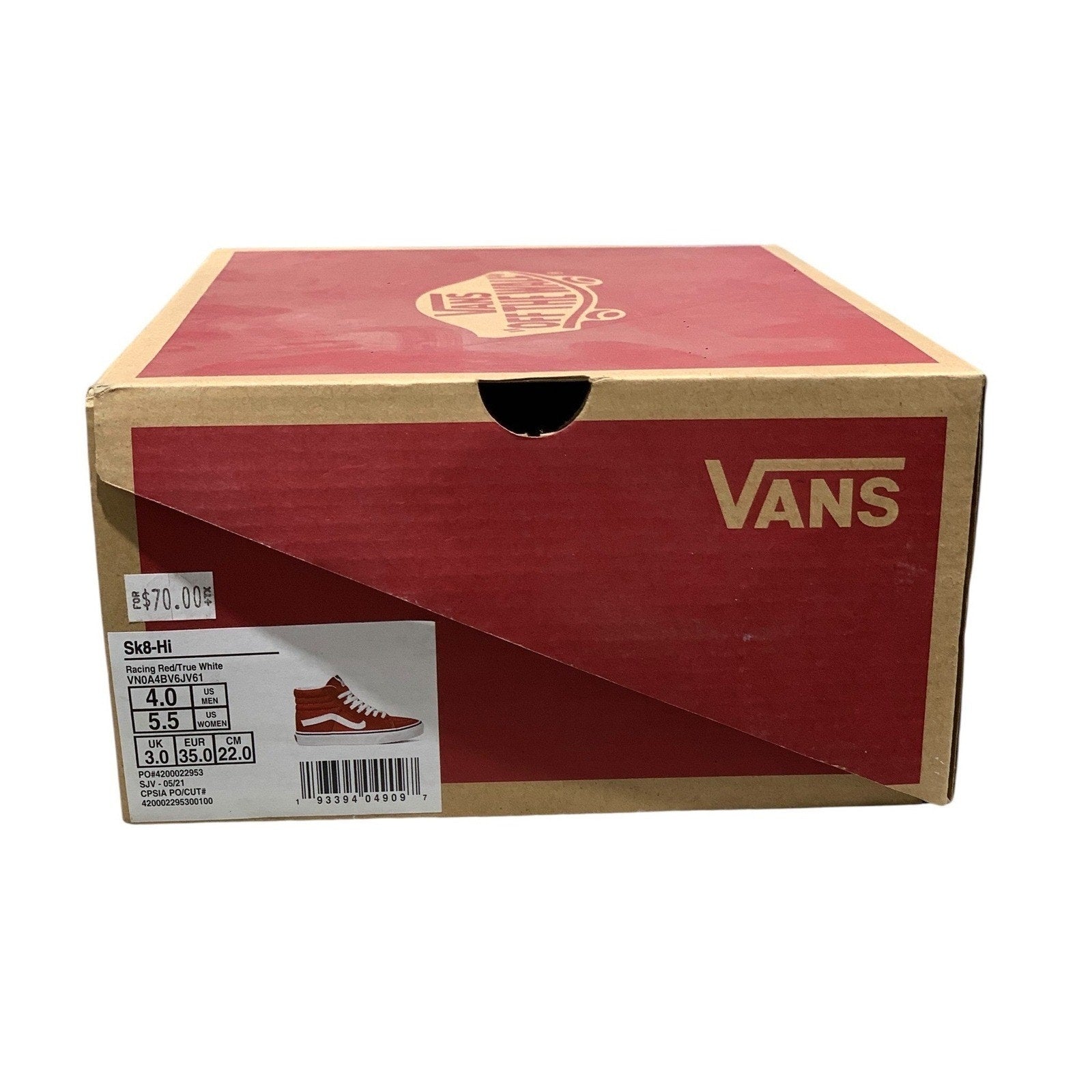 Vans Sk8-Hi Racing Red True White High Top Sneakers Mens 4 Womens 5.5