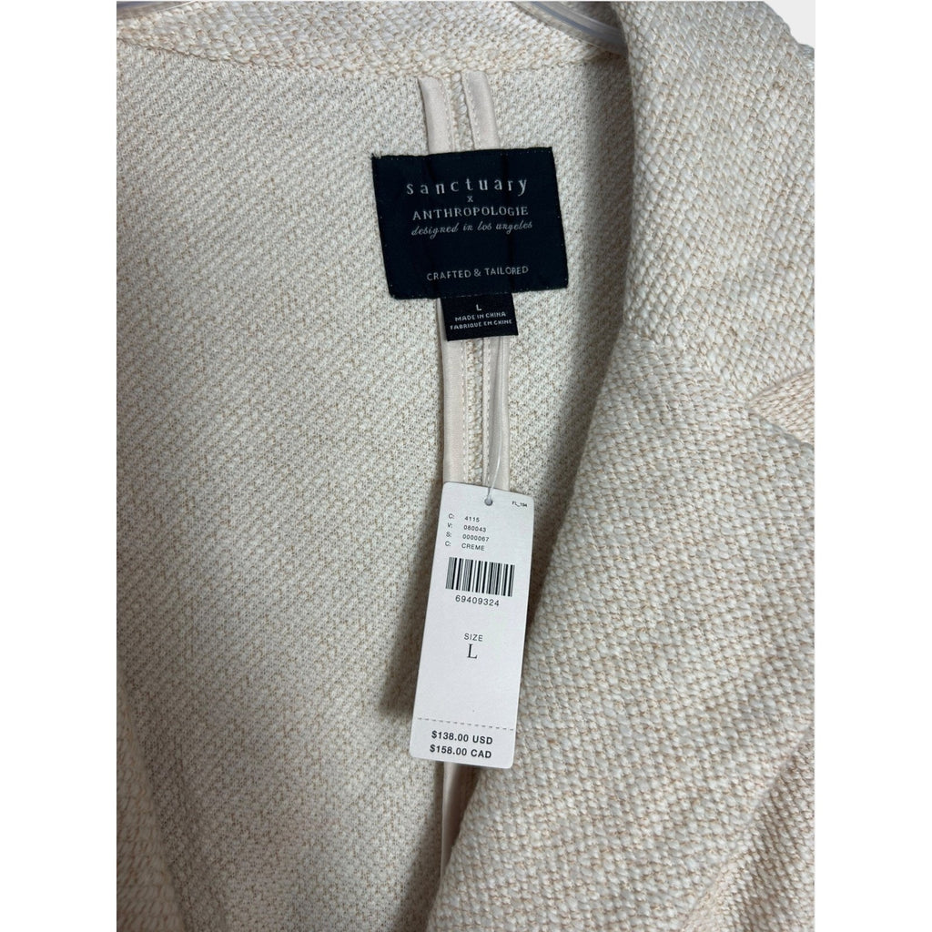 Sanctuary x Anthropologie Cream Textured Single Button Blazer Jacket Size L