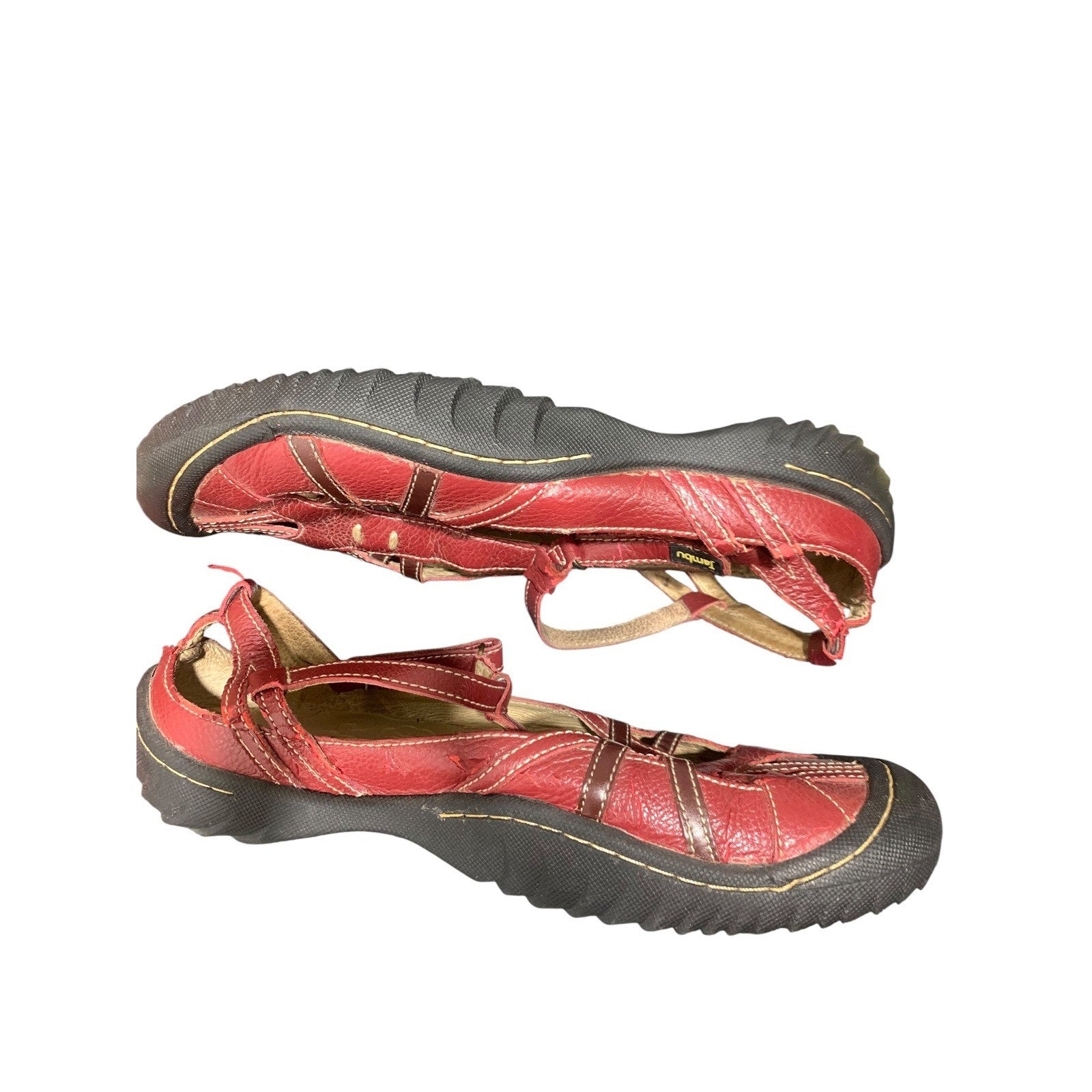 Jambu Dune Red Leather Mary Jane T-Strap Comfort Flats Womens 8.5 M
