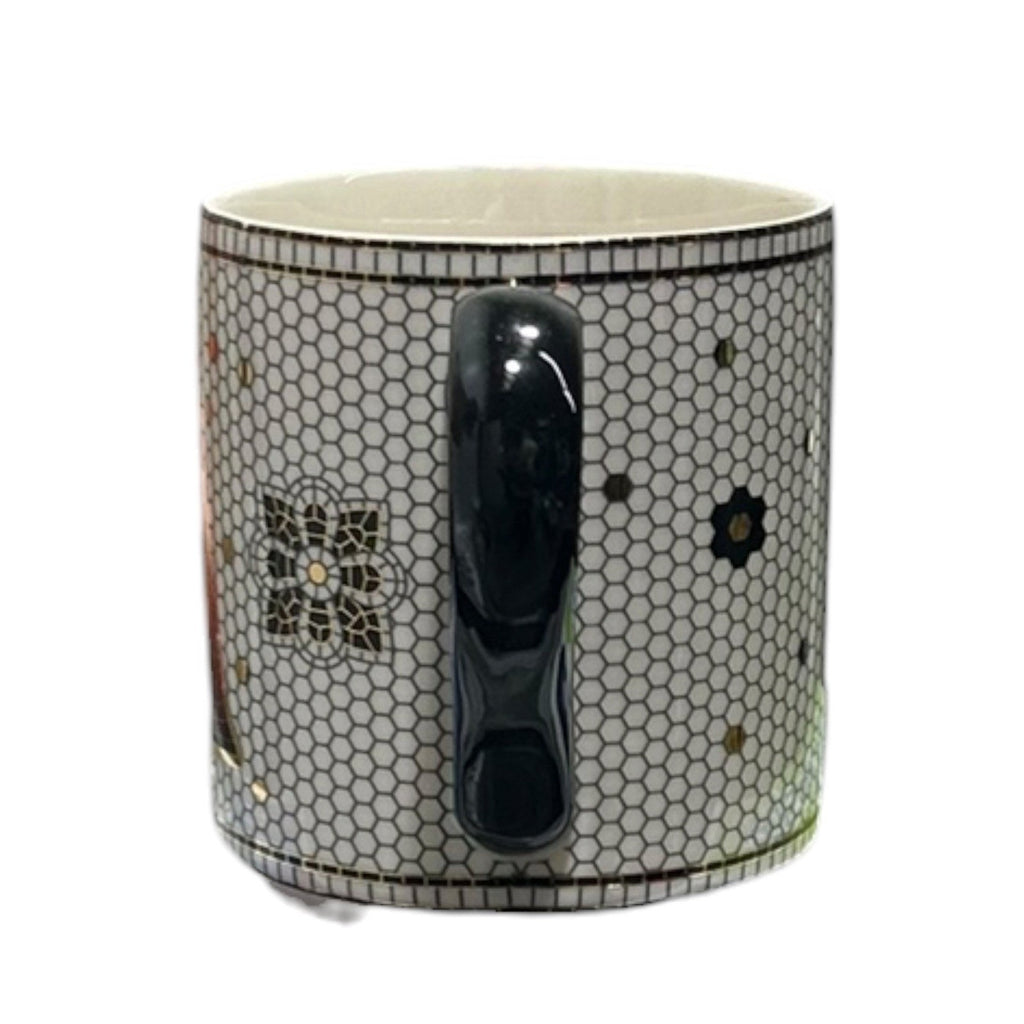 Anthropologie Tiled Margot Monogram Mug Letter A Black White Gold Mosaic Bistro