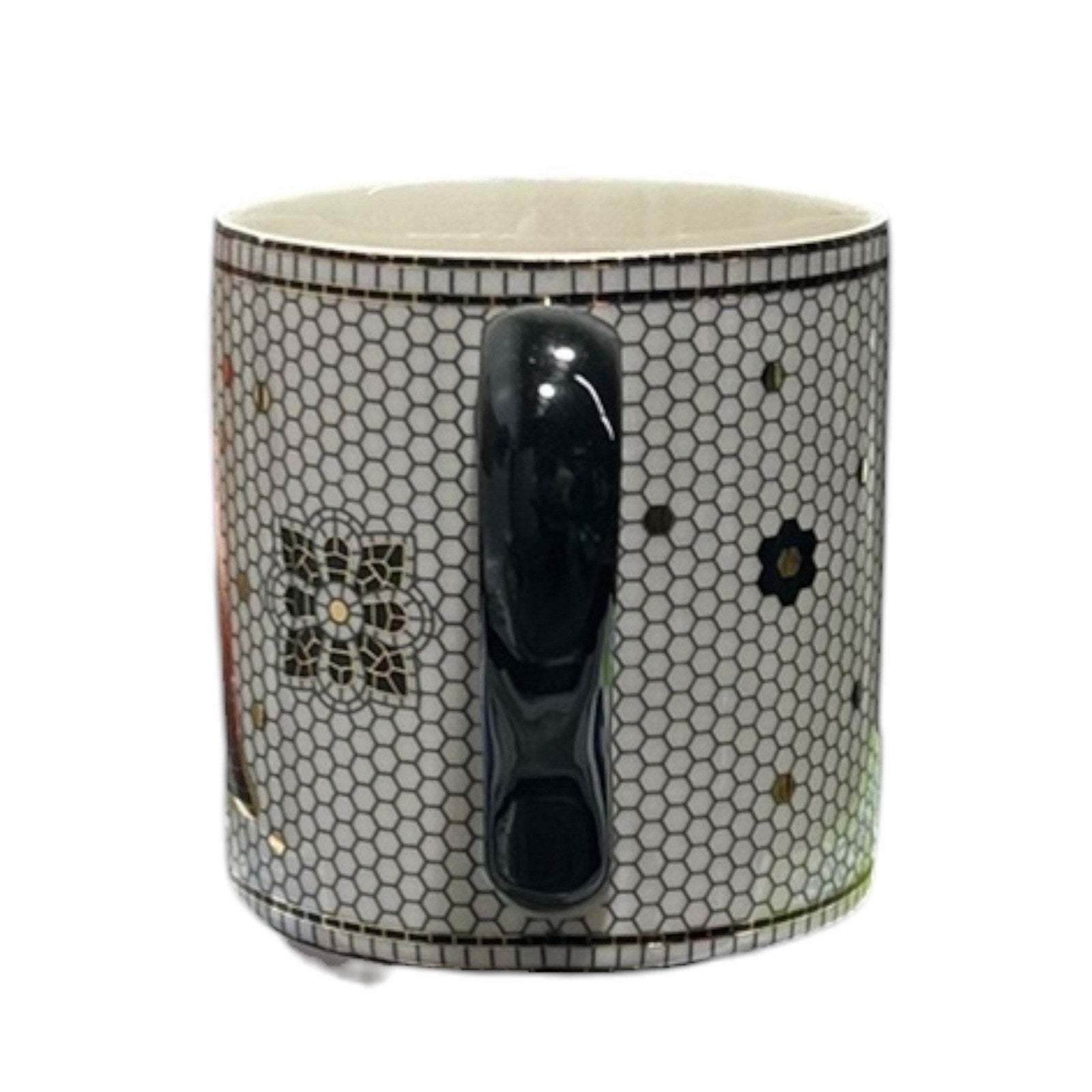 Anthropologie Tiled Margot Monogram Mug Letter A Black White Gold Mosaic Bistro