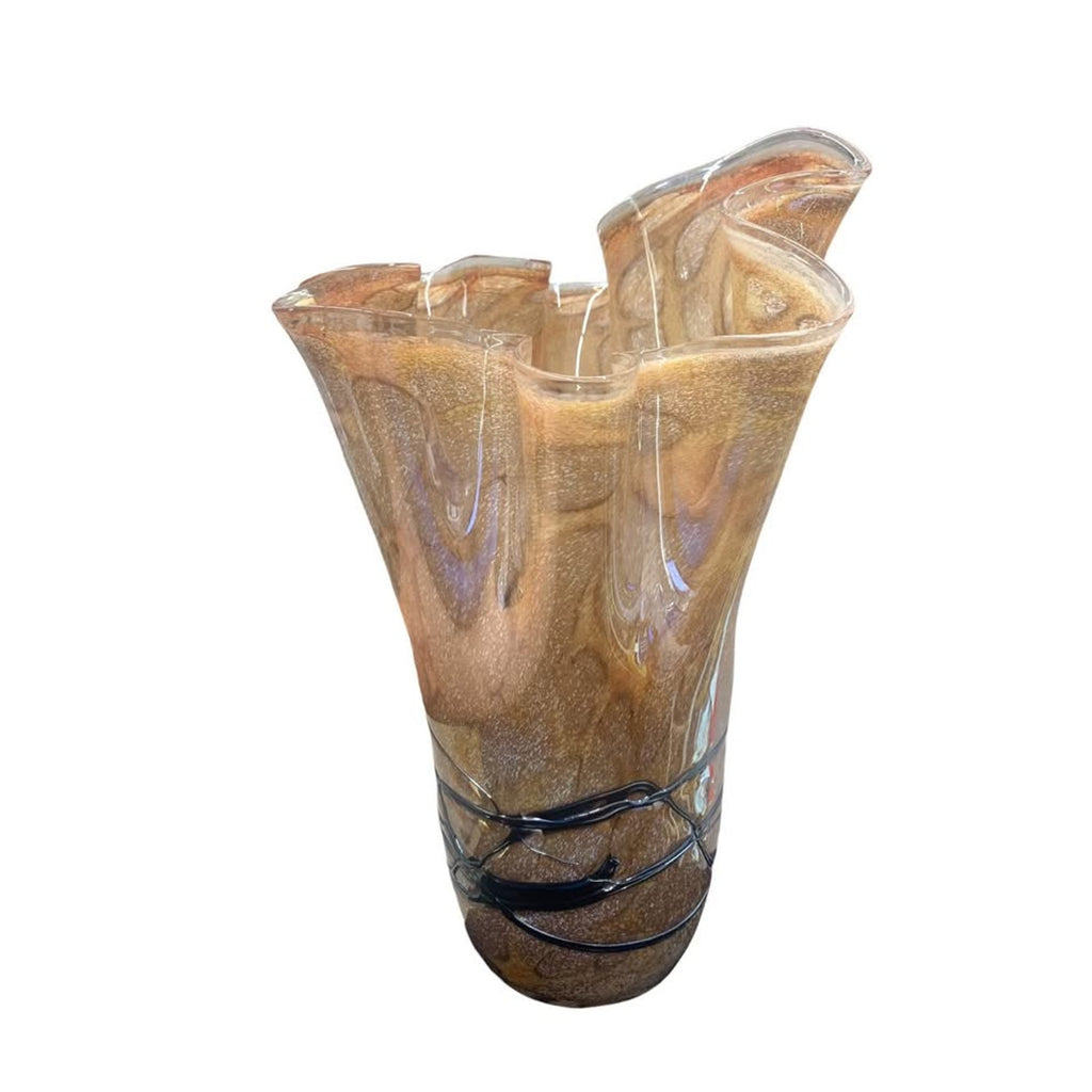 Blown glass iridescent handkerchief vase