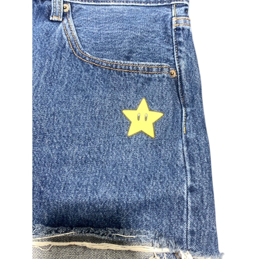 Levi's x Super Mario 501 Denim Shorts Medium Wash Blue Cut Off Womens 30