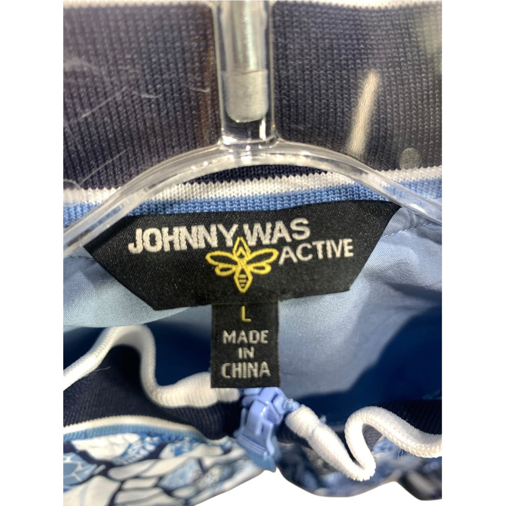 Johnny Was Bee Active Blue Floral Mosaic Full Zip Bomber Jacket Large L