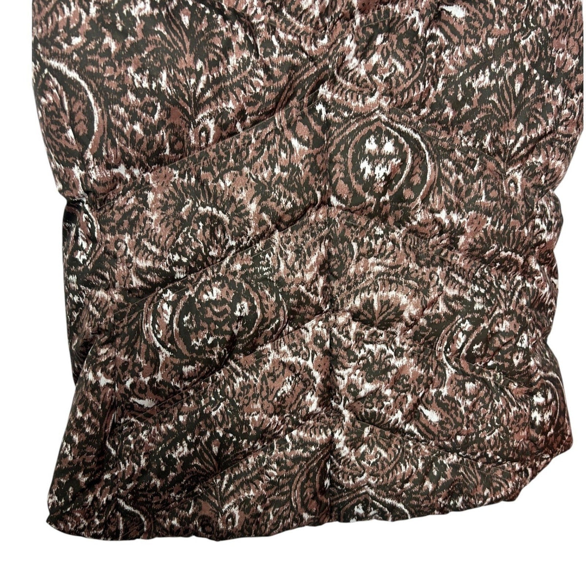 Patagonia Womens Down With It Vest Walnut Brown Paisley Ikat Print Hooded Small