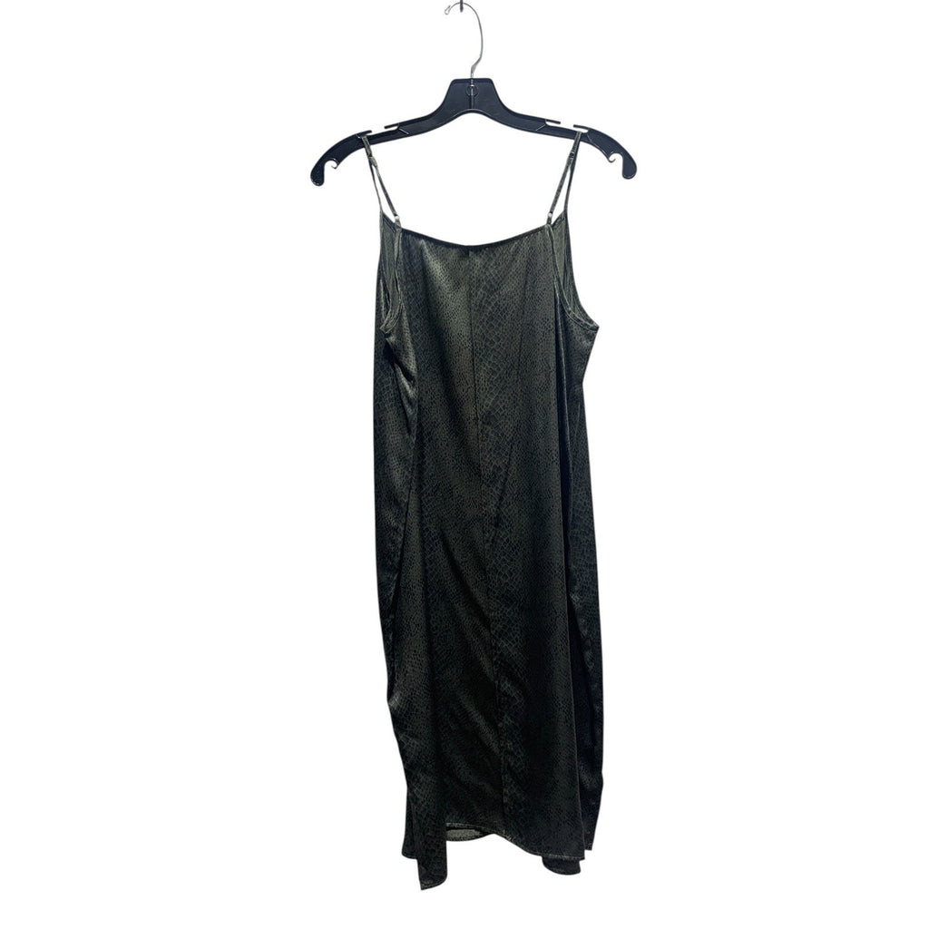 ATM Black Green Snakeskin Slip Dress Midi Adjustable Straps M grunge 90's