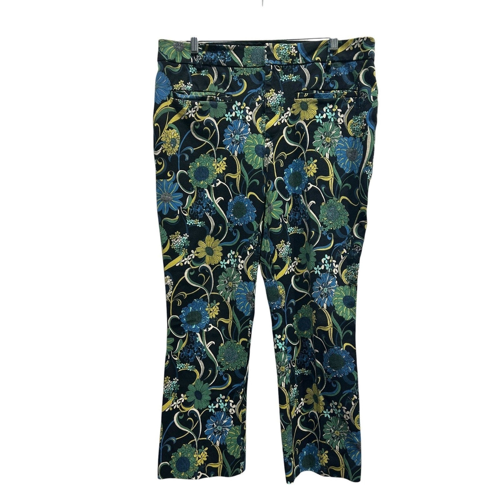 Anthropologie Essential Collection Floral Slim Ankle Pants Multi-Color Size 14