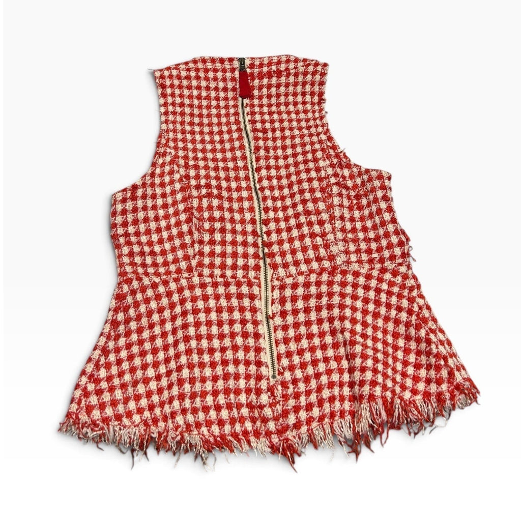 MAEVE Anthropologie Red & White Checked Tweed Sleeveless TankSize 0 Sleeveless