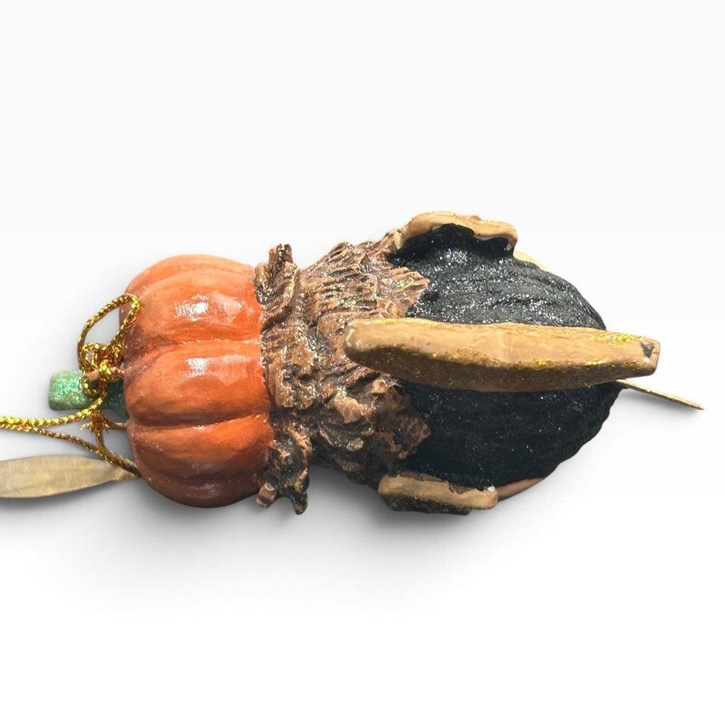 Katherine's Collection Halloween Fish Ornament Pumpkin Hat Gold Glitter Tag Cute