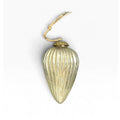 Vintage Style Ribbed Mercury Glass Kugel Christmas Ornament Champagne Silver