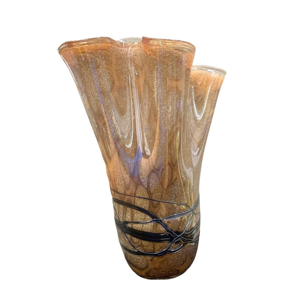 Blown glass iridescent handkerchief vase