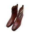 Sam Edelman Brawley Deep Pecan Brown Leather Square Toe Ankle Boots Womens 8.5M