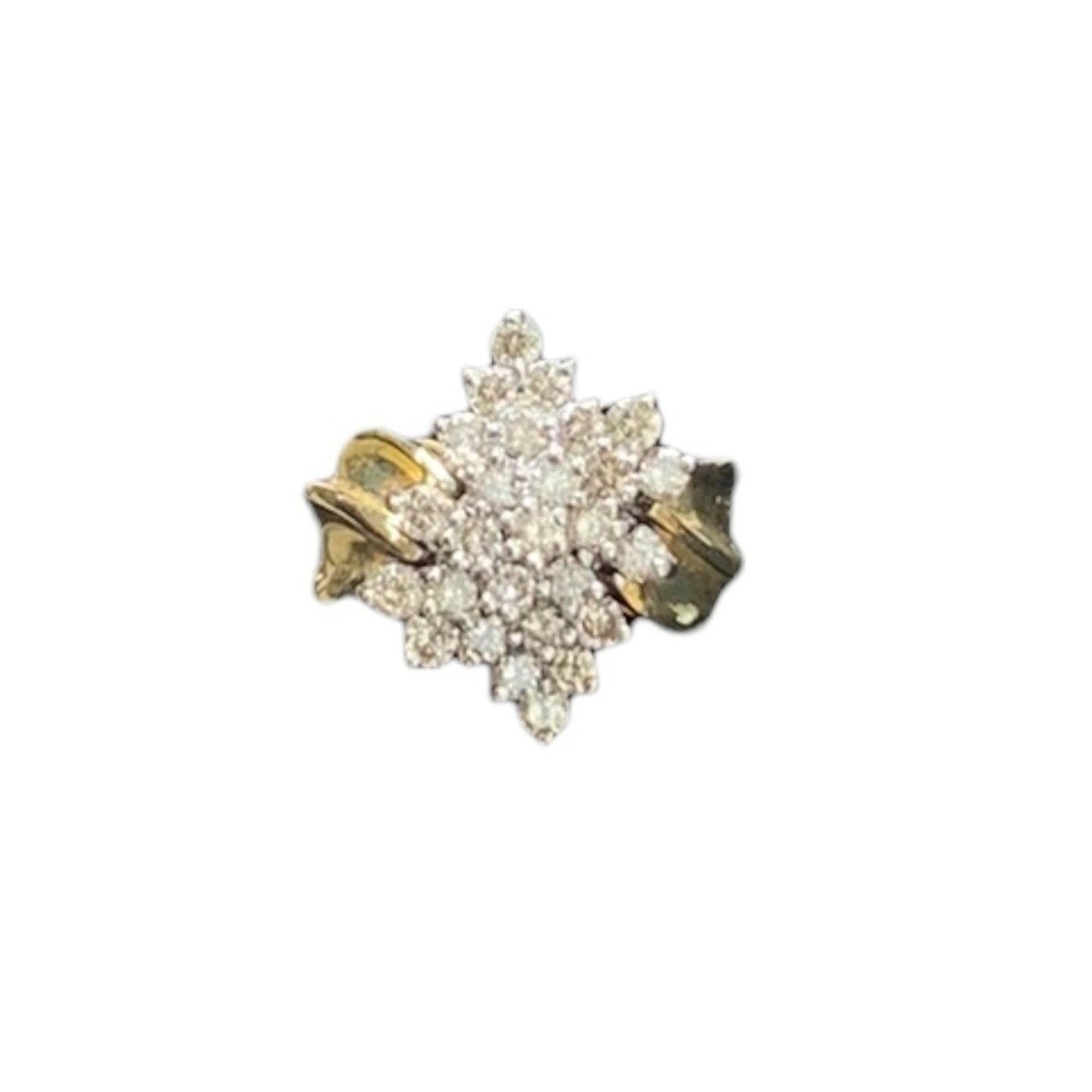 10K Yellow Gold 1ct Diamond Cluster Cocktail Ring 6.4g Vintage Style size 6.5 us