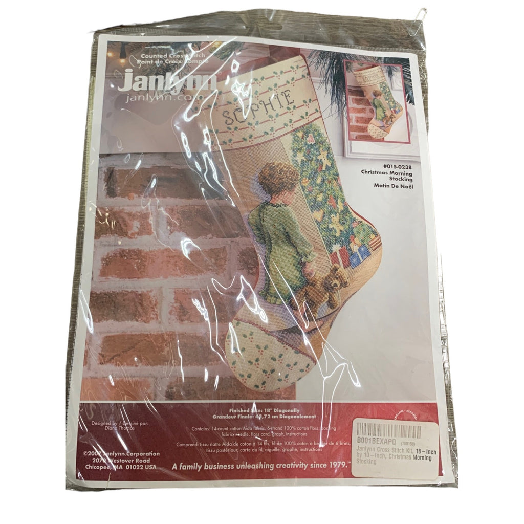 Janlynn Cross Stitch Kit 18 Inch Christmas Morning Stocking Sophie Design