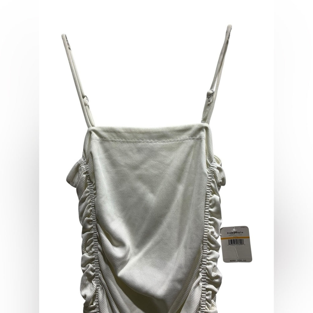 INTIMATELY FREE PEOPLE White On Your Side Ruched bodysuit size small