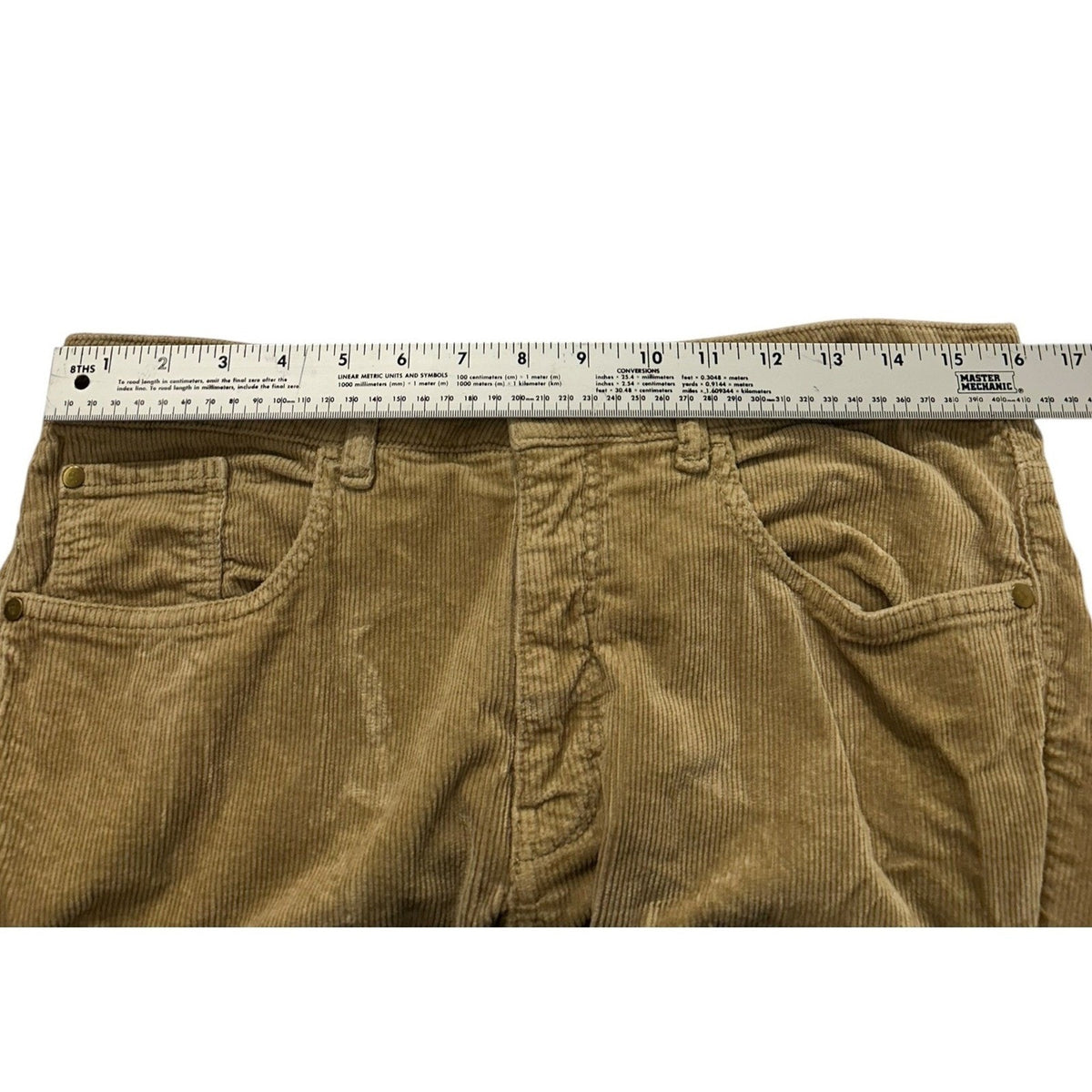 Anthropologie Pilcro The Yaya Mid-Rise Corduroy Crop Flare Jeans Tan Size 32