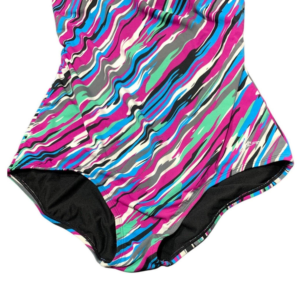 Dolfin Aquashape Womens 40/14 Conservative Lap Suit One Piece Swimsuit Multi NWT