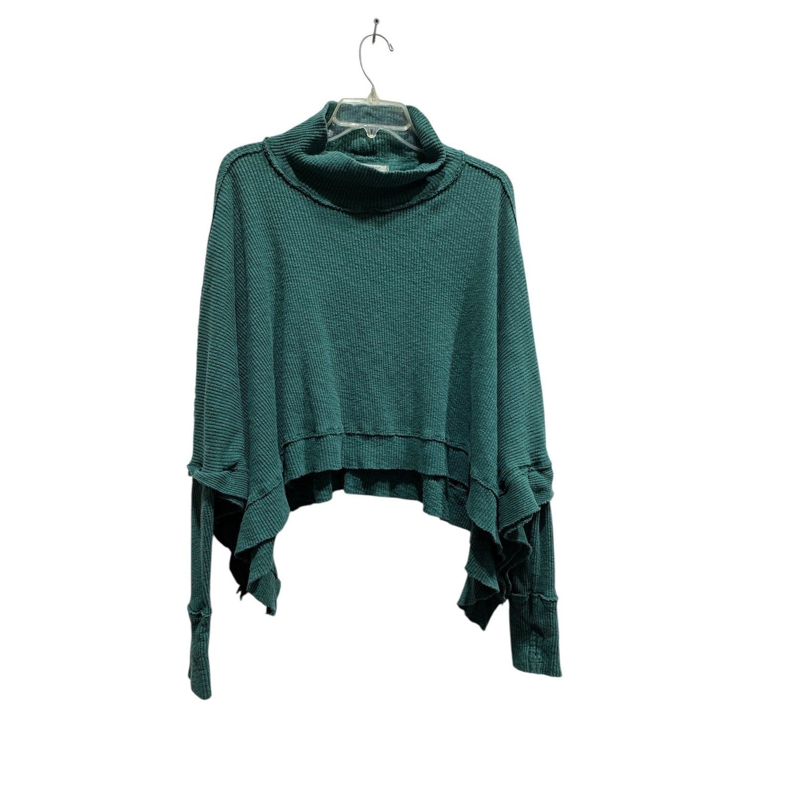 We The Free Free People Teal Green Moon Daisy Thermal Pullover Long Sleeve Tee M