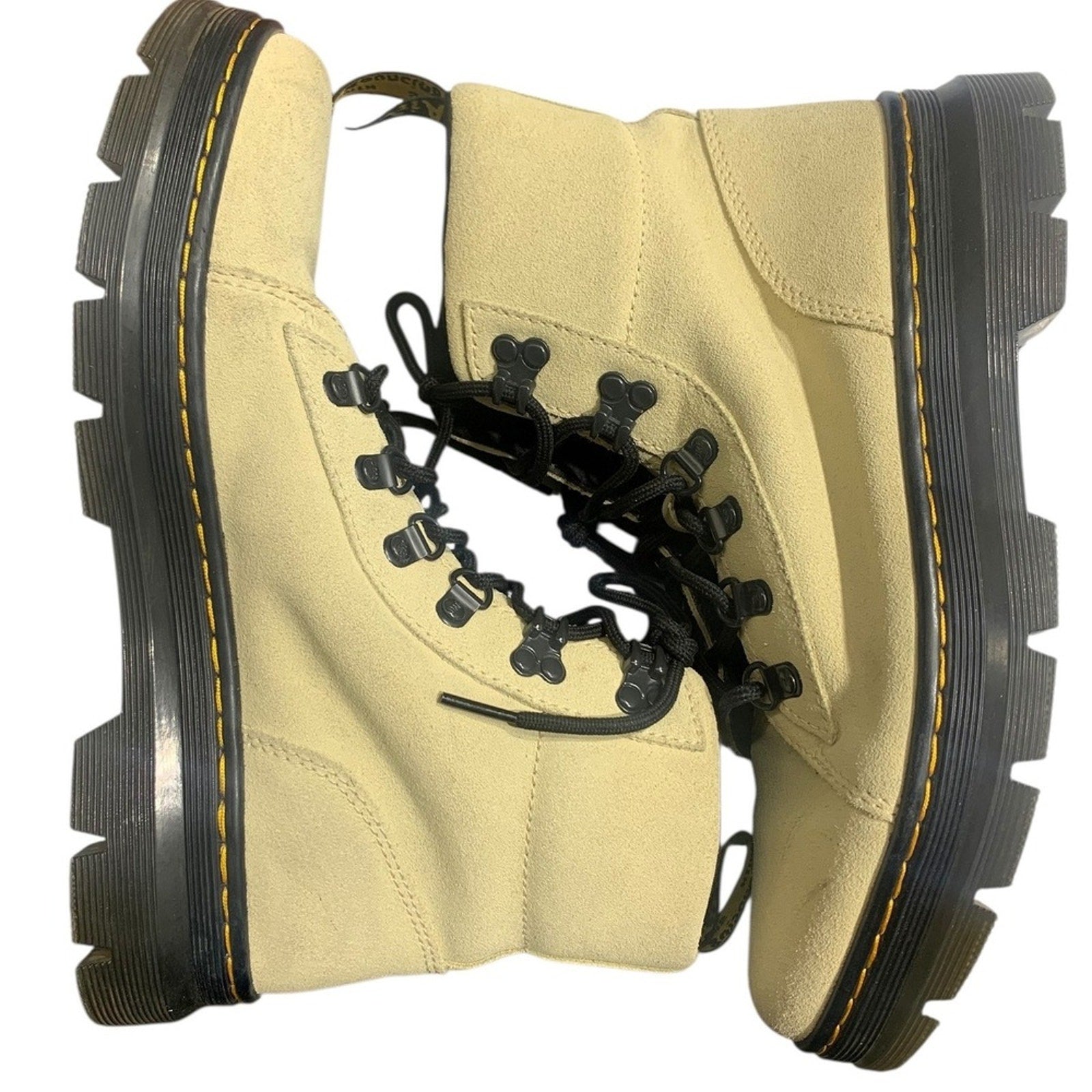 Dr. Martens AirWair Combs Suede Women's Combat Boot Cream SZ US L 9