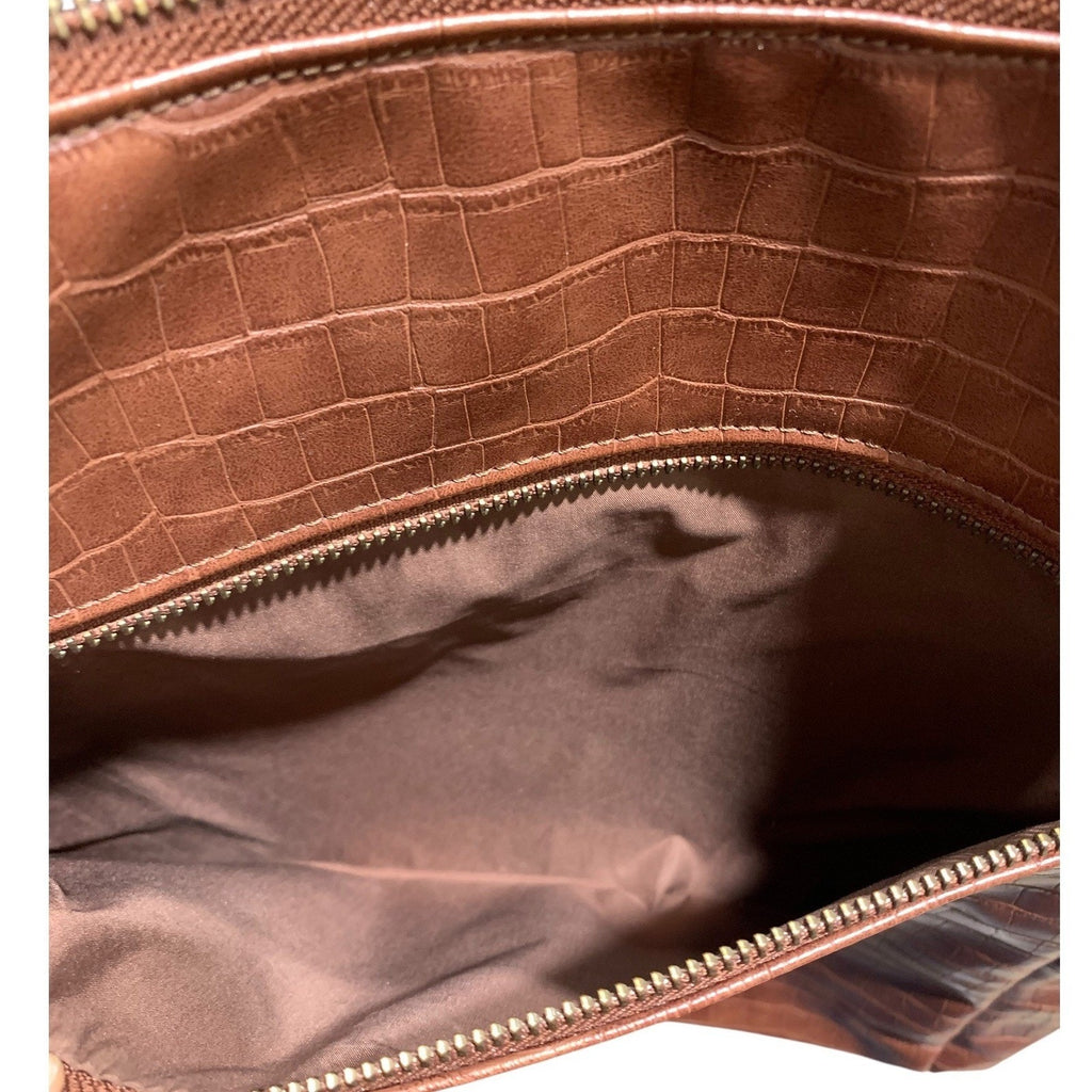 Freshly Picked Brown Croc Embossed Vegan Leather Classic Diaper Bag Backpack