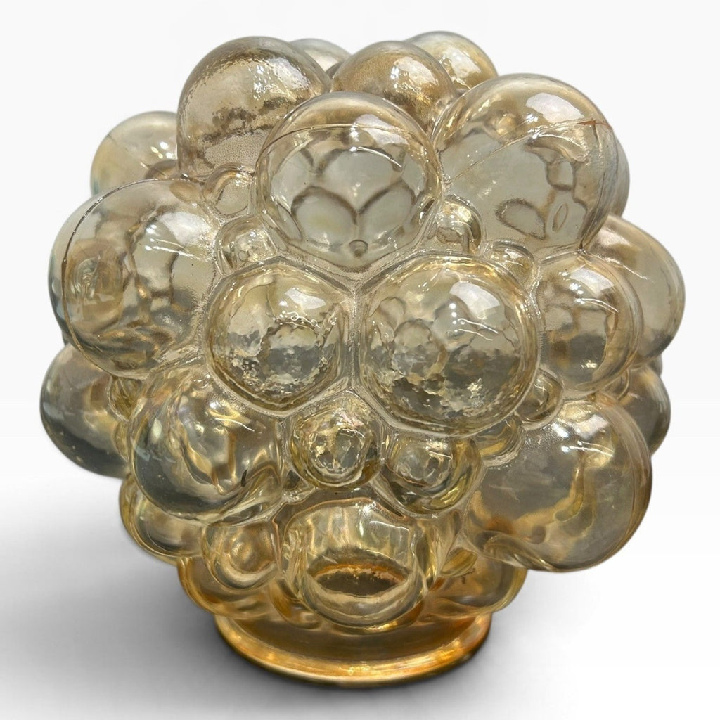 Vintage Helena Tynell Iridescent Bubble Mom Glass Light Shade 6x6 Amber MCM