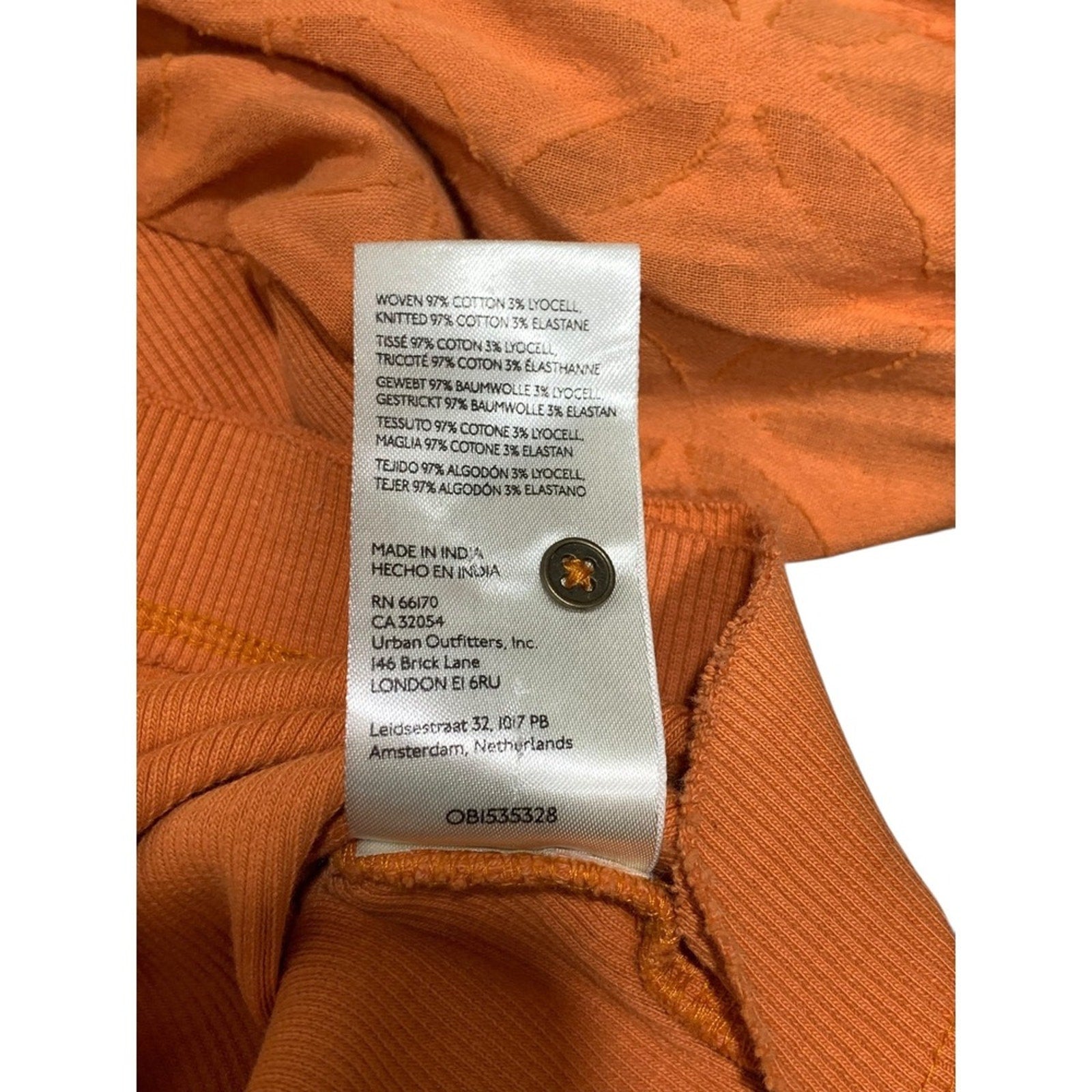 Anthropologie Pilcro Bella Puff Sleeve Henley Top Orange SZ Small holiday boho