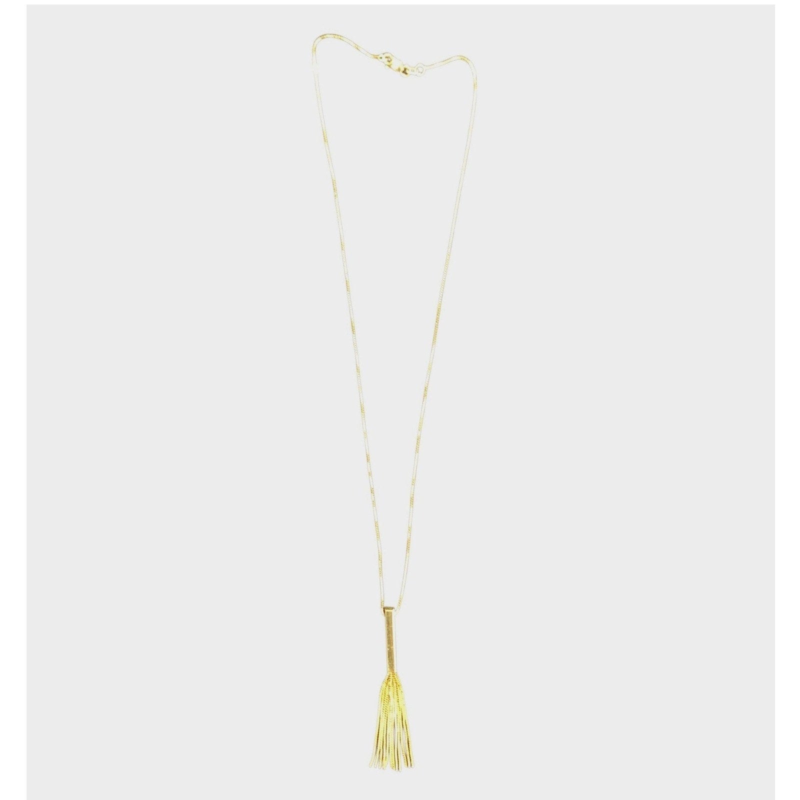 14K Yellow Gold Chain Necklace with Vertical Bar Tassel Pendant 3.8g 17" chain