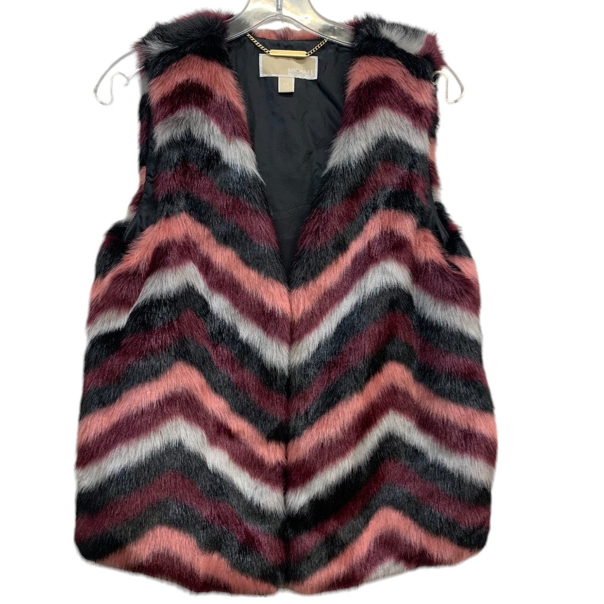 Michael Kors Chevron Faux Fur Pink Burgundy Grey and Black Sz XS