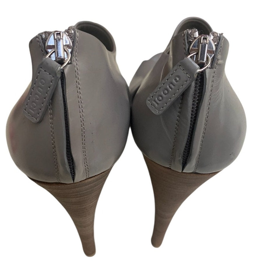 GUCCI Clemence Wooden Platform Wedges Peep Toe SZ EU 38.5