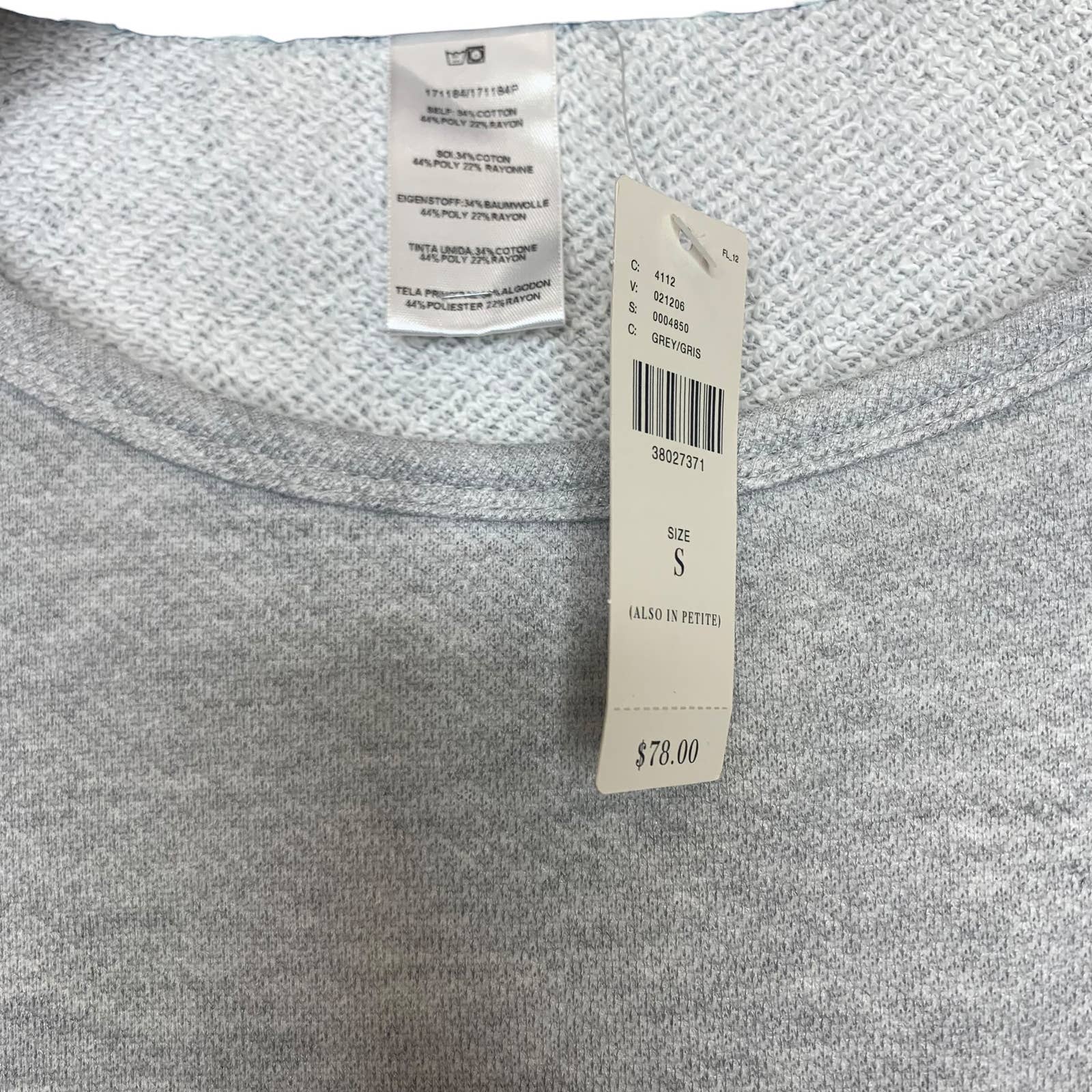 Anthropologie Dolan Left Coast Grey Sweatshirt Top Tunic SZ S