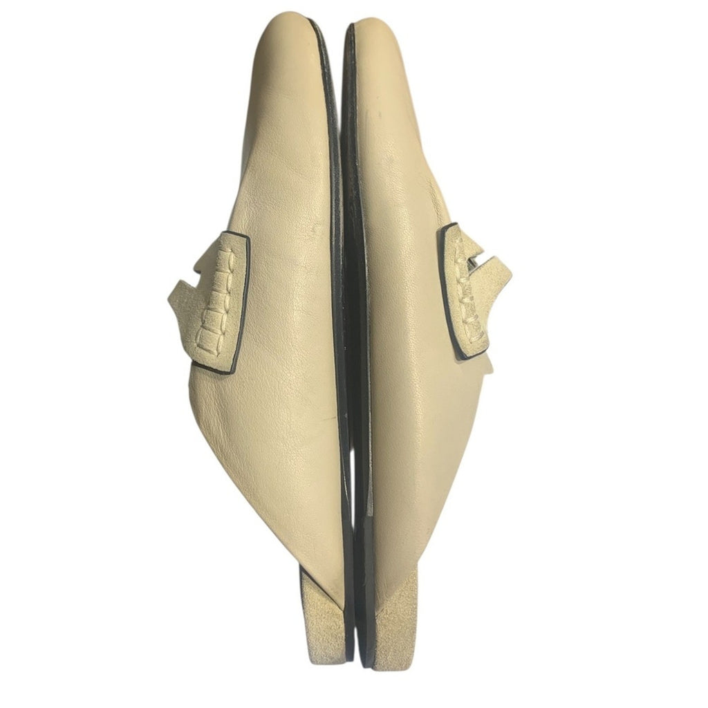 Rag Bone New York Beige Leather Slip On Mules Loafers Women's Size 37.5 us 7.5