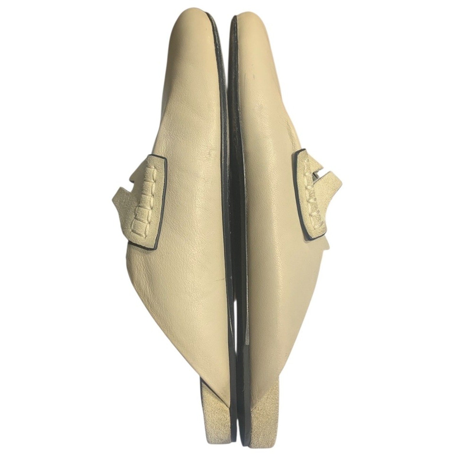 Rag Bone New York Beige Leather Slip On Mules Loafers Women's Size 37.5 us 7.5