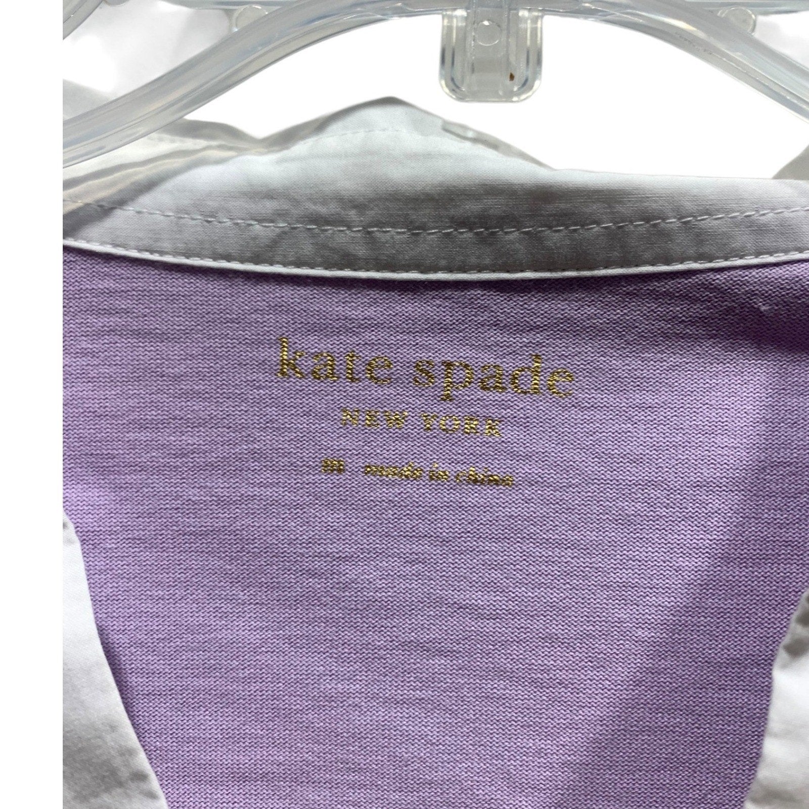 Kate Spade New York Purple Yellow Puff Sleeve Top M 100% Cotton Preppy coastal