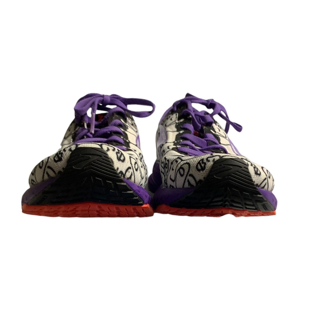 Brooks Launch 7 Running Shoes Womens 7.5 Purple Black White Doodle Face