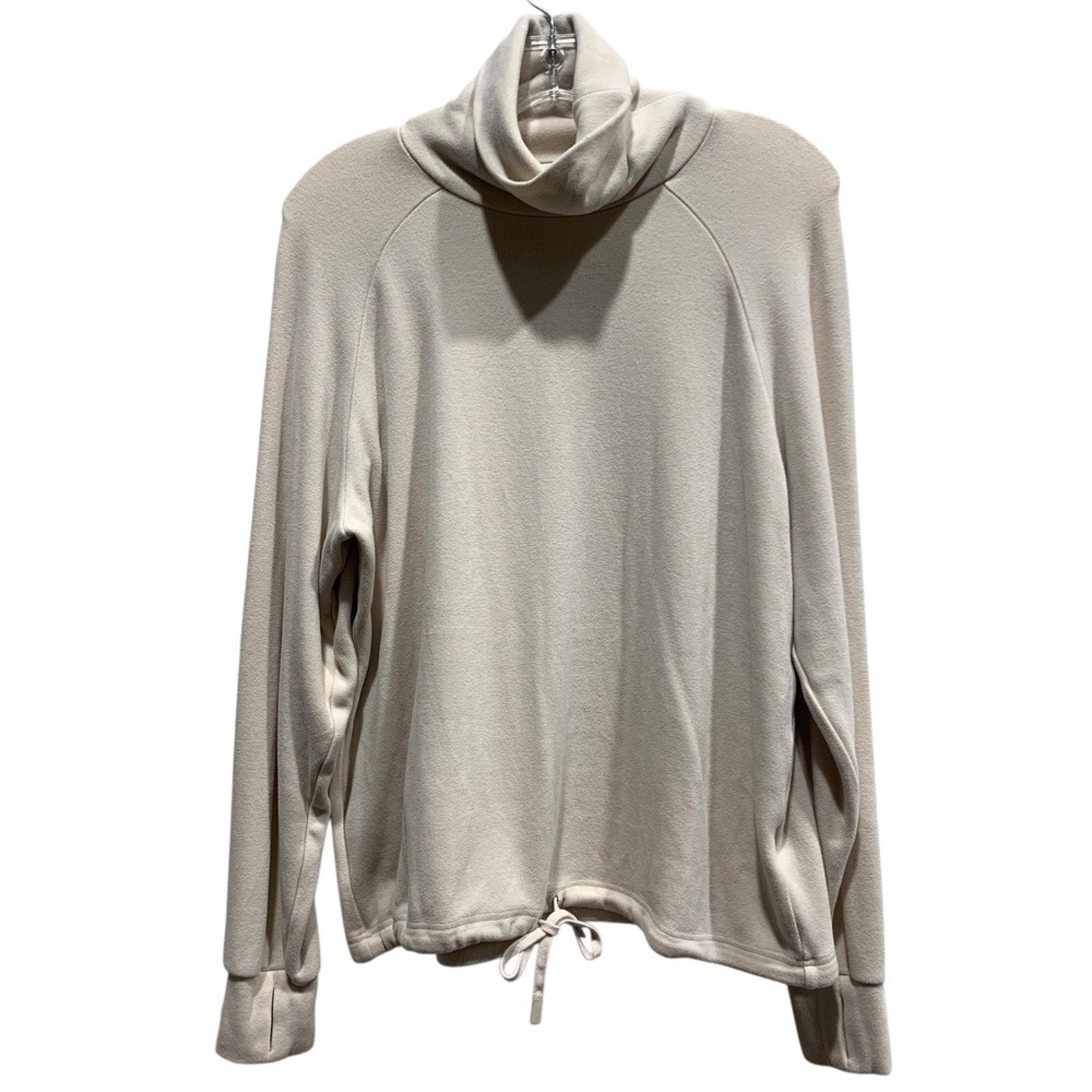 Varley Portland High Neck Midlayer Restore Jersey Pullover Cream XS  Drawstring