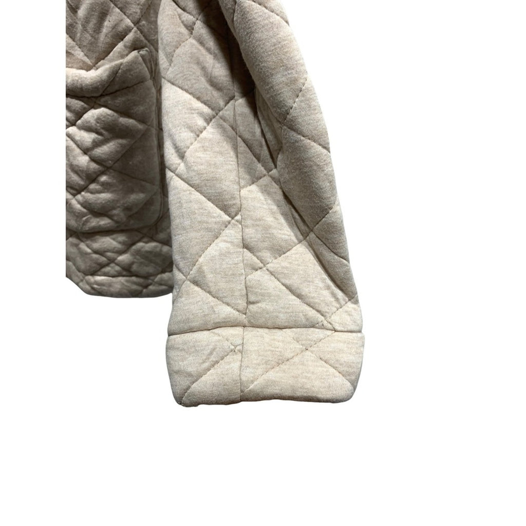 Saturday Sunday Quilted Hooded Jacket Beige Full Zip Pockets Cozy Womens sz M