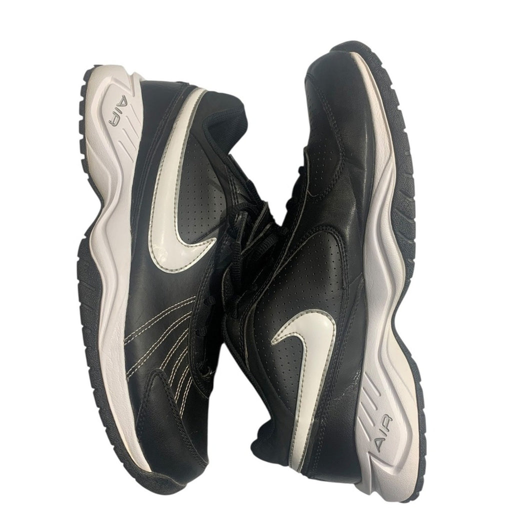 Nike Air Black Leather Lace Up Athletic Shoes Sneakers Men's Size 10.5