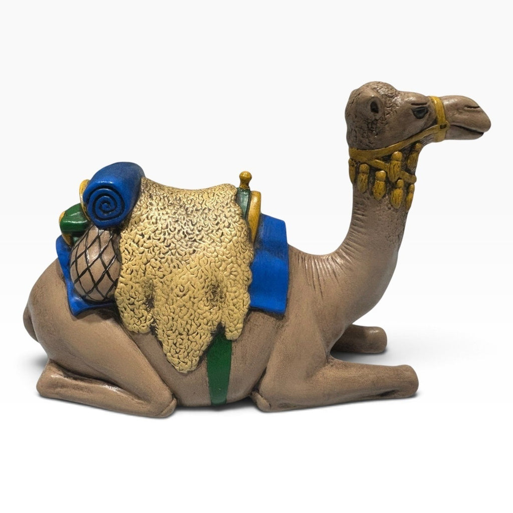 Vintage 1970s Holland Mold Hand Painted Ceramic Seated Nativity Camel 6 Inch
