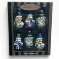 Christopher Radko Celebrations Glass Snowman Ornaments Set of 6 Blue Glitter