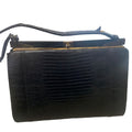 Vintage Bellestone Black Lizard Alligator Cutch Handbag 1950s