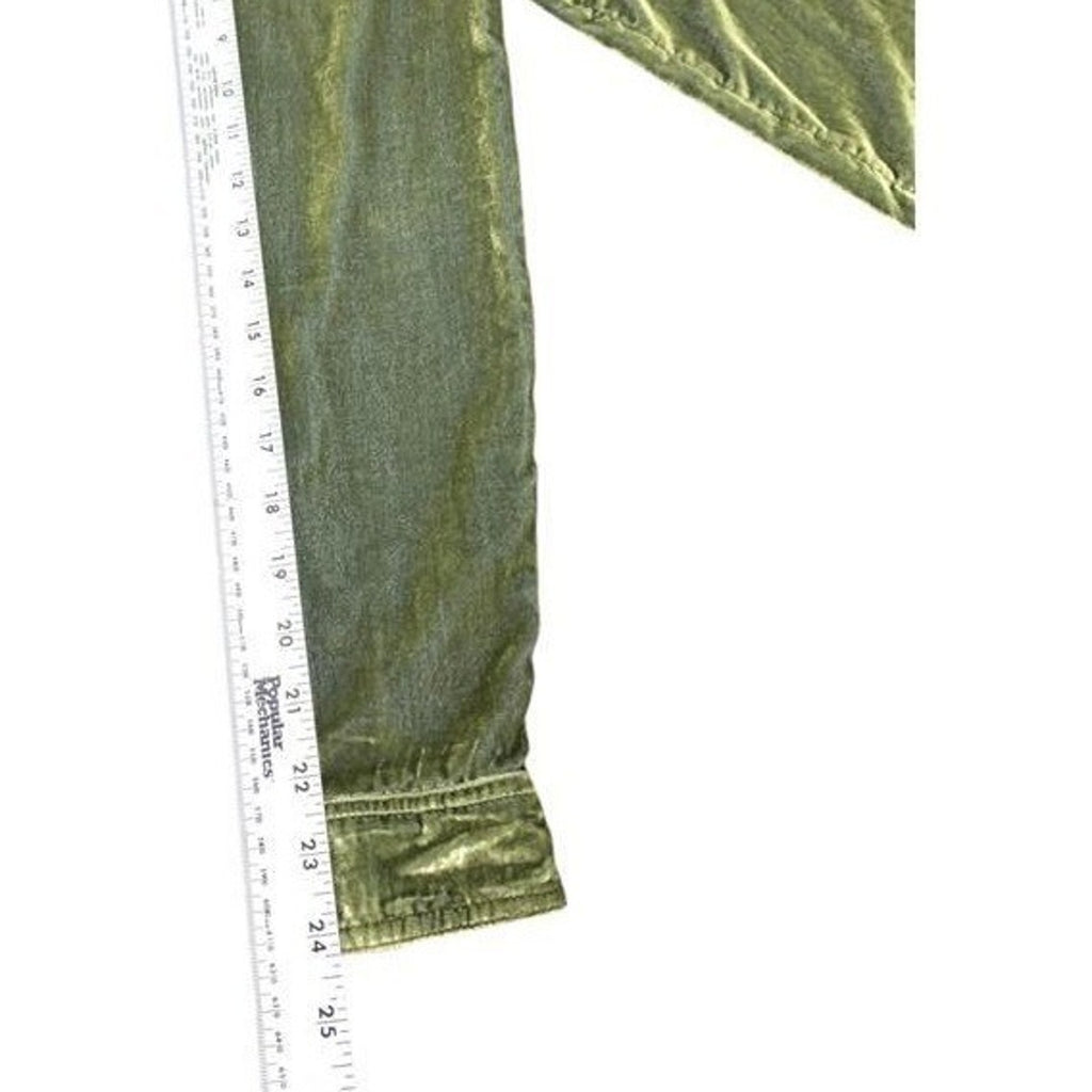 Maeve Anthropologie Olive Green Velvet Button Down Shirt Long Sleeve Womens Sz 6