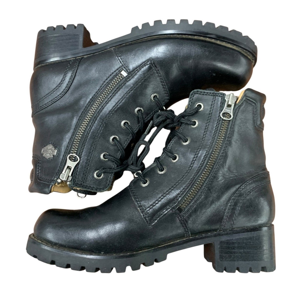 Harley-Davidson Men's Black Leather Lace Up Motorcycle Ankle Boots Size 7.5 USA