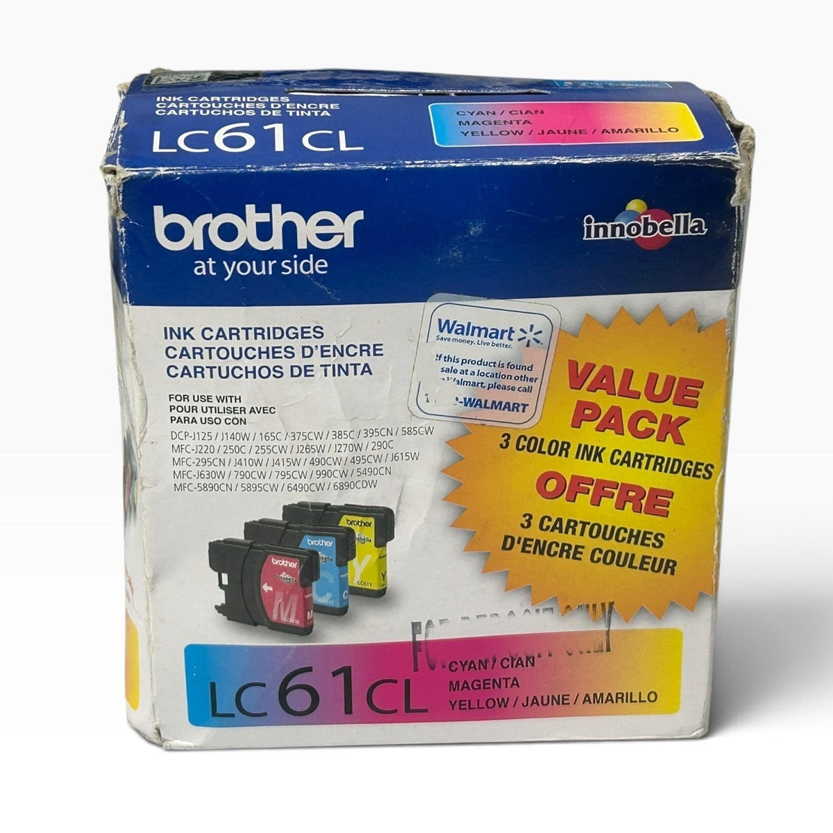 Brother LC61CL Innobella 3-Pack Color Ink Cartridges Cyan Magenta Yellow Genuine